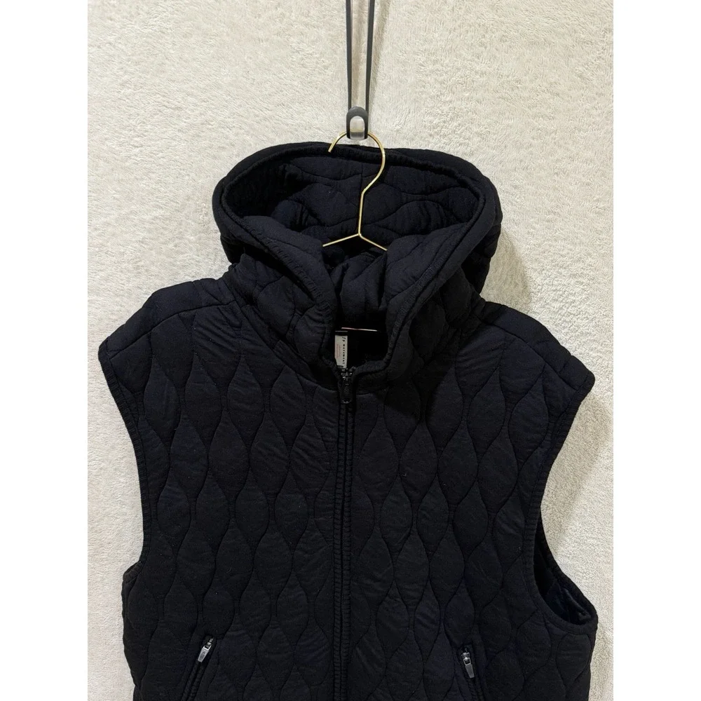 Free People Movement Dream Big Quilted Vest Women's Size Large Black Hooded Soft
